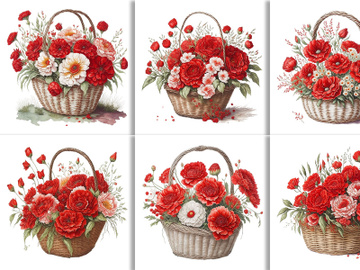 Watercolor Floral Flower Basket Design preview picture