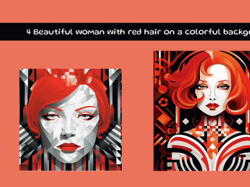 Beautiful woman with red hair on a colorful background preview picture