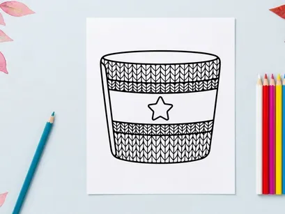 Weihnachts-Mug-Outline mit Sternmuster für Malvorlage-Aktivität