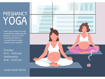 Pregnancy yoga poster flat vector template preview picture