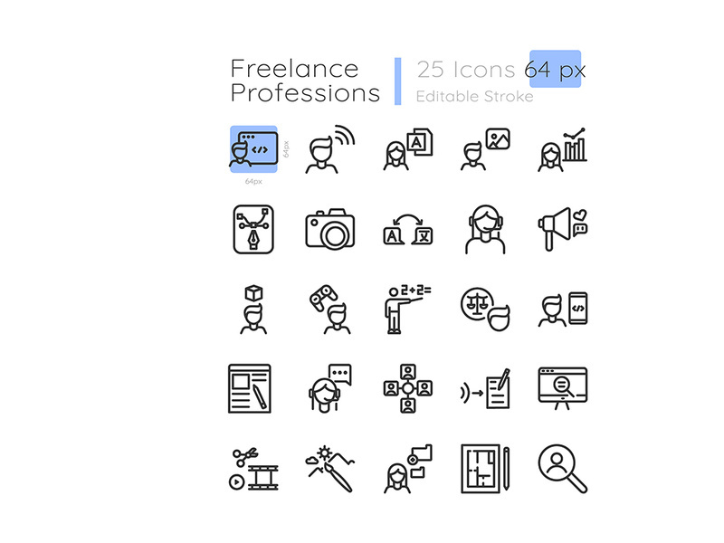Freelancer linear icons set