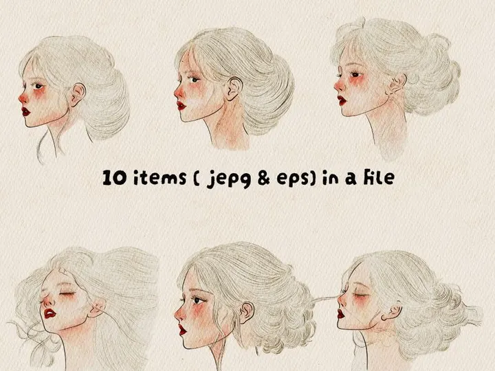 Elegant Line Art Portrait Collection – 10 Artwork Bundle (EPS + JPEG)