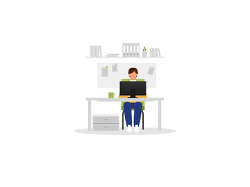 Office worker with laptop flat vector illustration preview picture