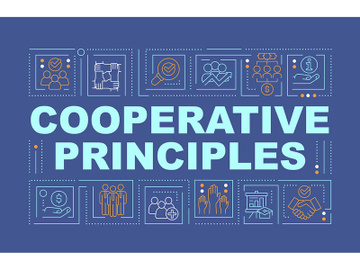 Cooperative work principles word concepts dark blue banner preview picture