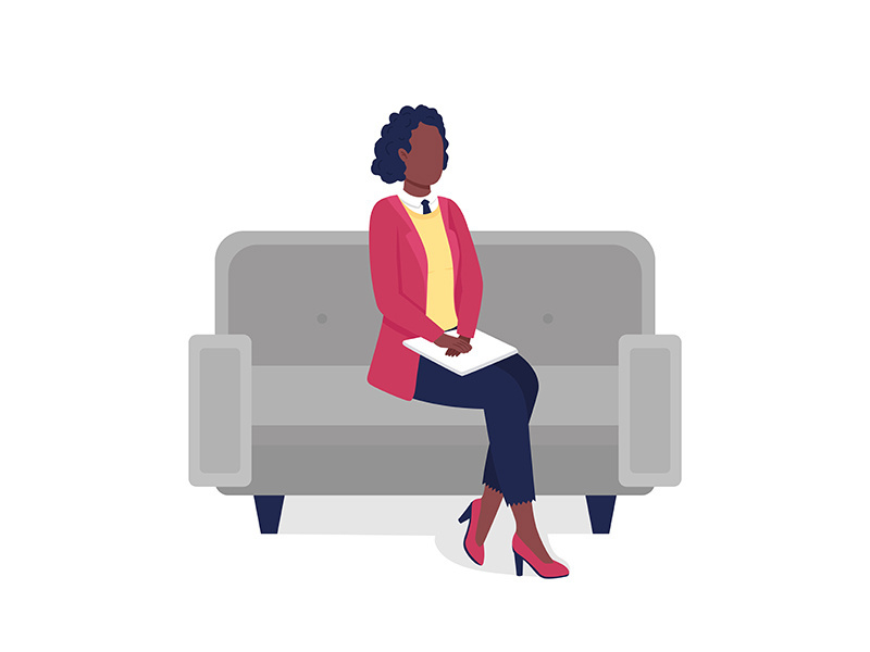 African american professional woman flat color vector faceless character