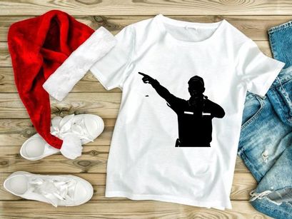 Police officer directing with authority and confidence in a black silhouette