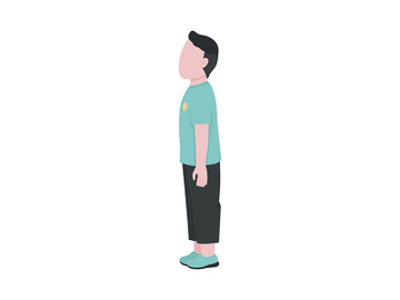 Side view male preschooler semi flat color vector character preview picture