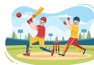 10 Batsman Playing Cricket Sports Illustration