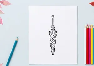 Christmas icicle ornament line art illustration, isolated festive holiday decoration icon.