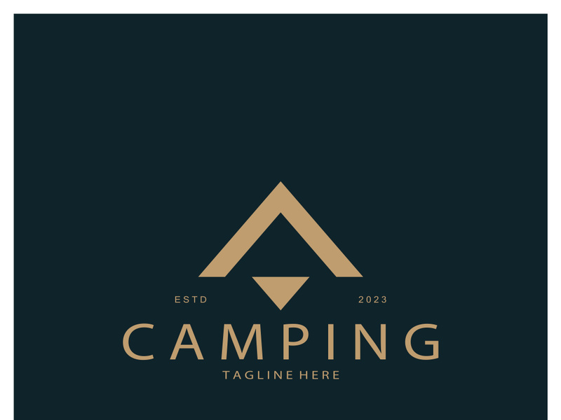 vintage and retro tent logo, camping. With tent, tree and bonfire sign. adventurers, scouts, climbers, camping equipment center