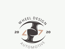 Steering wheel logo automotive car design garage auto repair workshop illustration