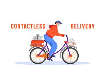 Contactless delivery flat color vector faceless character preview picture