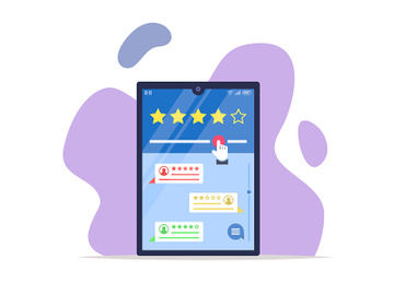 Online reviews semi flat RGB color vector illustration preview picture