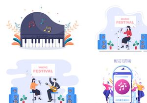 20 Music Festival Live Singing Performance Vector Illustration