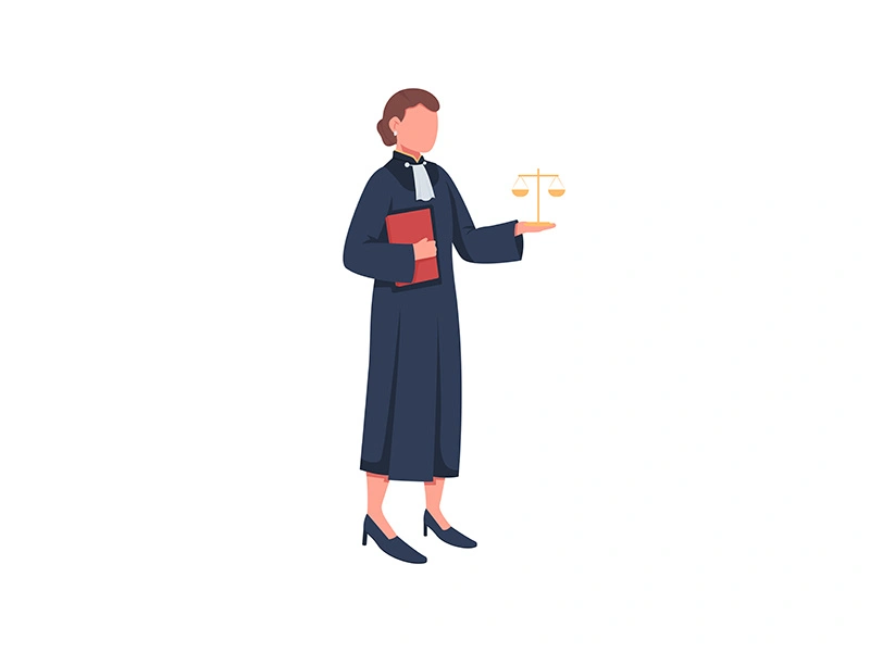 Female judge flat color vector faceless character