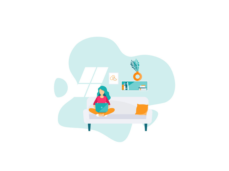 Work at home flat design concept