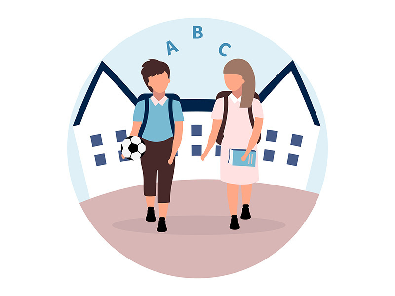 School friends flat illustration