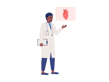 Doctor giving recommendation for heart health flat color vector character preview picture