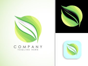 Leaf icon sign symbol, Gradient green leaf, Organic logo design vector illustration preview picture