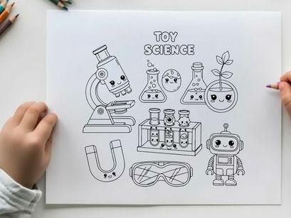 Cute science lab toys vector illustration flat design