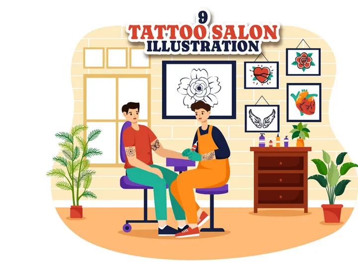 9 Tattoo Salon Illustration