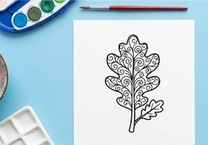 Decorative metal leaf illustration. Artistic botanical design for home decor and crafts