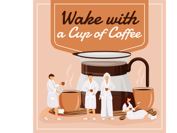 Wake with a cup of coffee social media post mockup preview picture