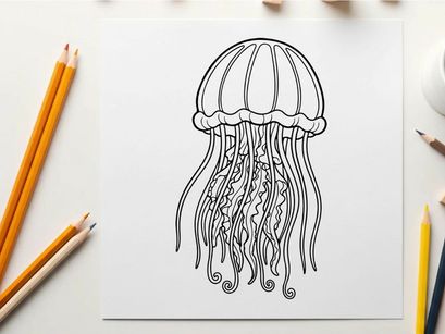 Jellyfish underwater floating sea life vector illustration