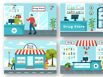 12 Drug Store Illustration