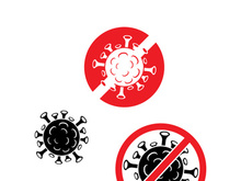 Coronavirus covid-19 prohibition sign flat vector