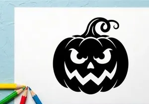 Halloween Jack-o'-lantern with a spooky carved face for festive celebrations