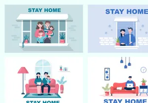 14 Stay at Home Flat Design