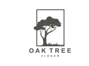 Oak Tree Logo, Nature Tree Plant Vector, Minimalist Simple Design preview picture