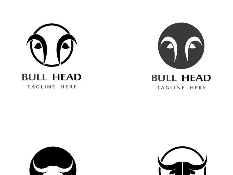 Retro vintage bull head horns logo design.