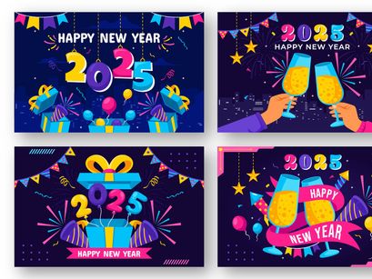 12 Happy New Year 2025 Illustration
