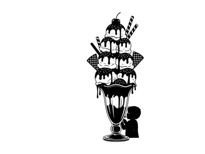 Silhouette of a person looking at an oversized ice cream sundae