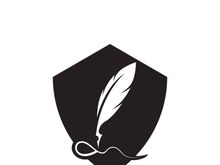 Feather quill design icon and logo illustration classic stationery