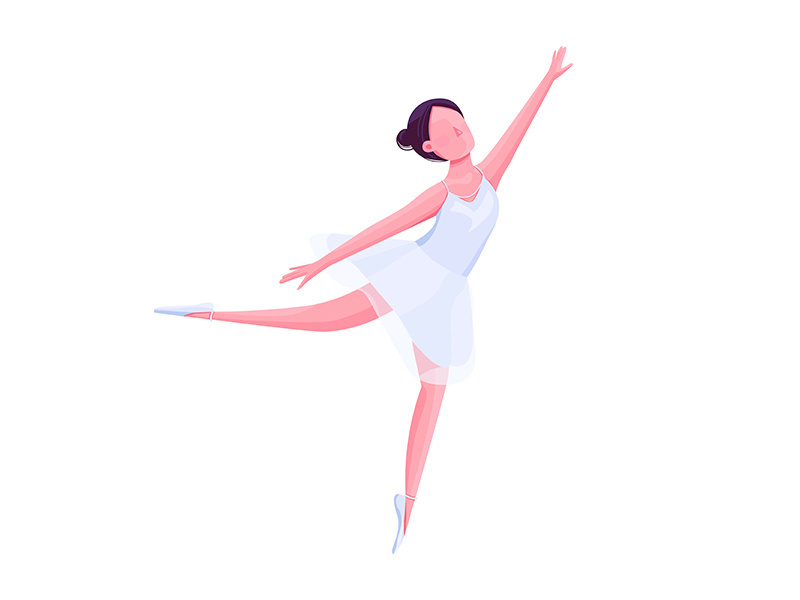 Ballet female dancer flat color vector faceless character