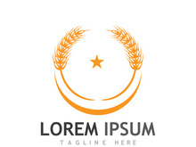 Organic wheat farm logo template.