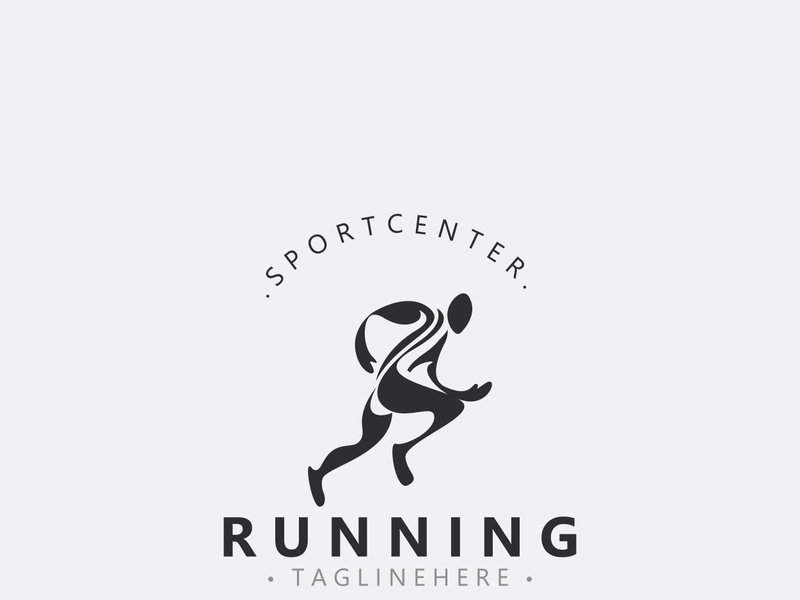 Running sport athlete logo design concept illustration template