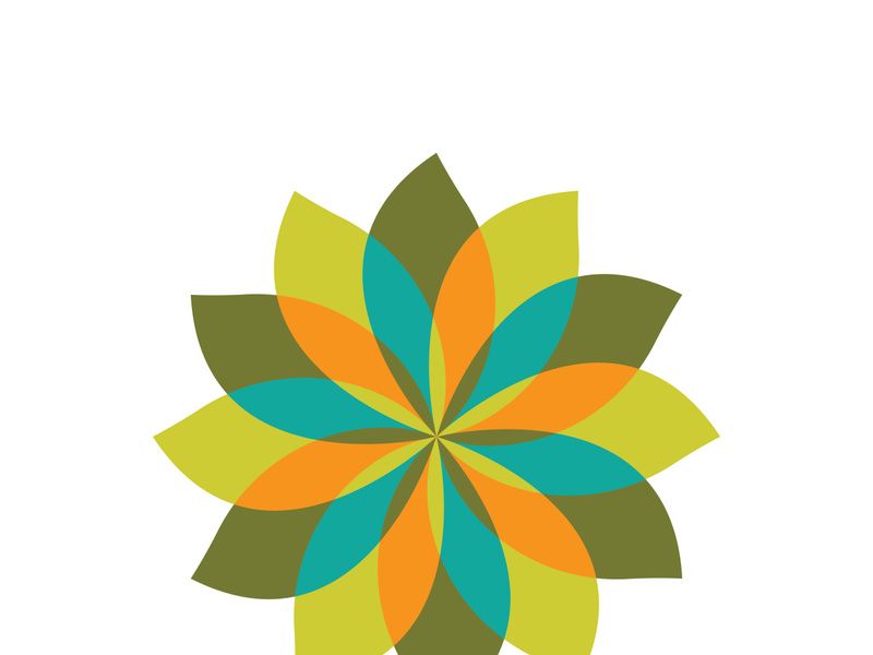 Traditional Asian colorful floral pattern Stained glass mosaic logo tile design inspiration