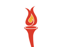 Burning Torch Fire Flame with Pillar column logo design