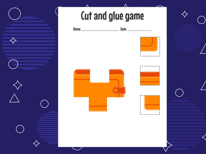 12 Pages Cut and glue game for kids. Cutting practice for preschoolers. Education paper game for children