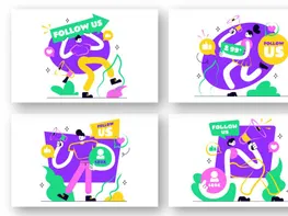 Imagem de visualização de 6 Siga-nos Ilustração Vetorial