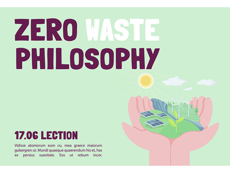 Zero waste philosophy banner flat vector template