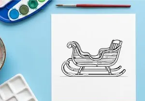 Empty festive living room with holiday decorations