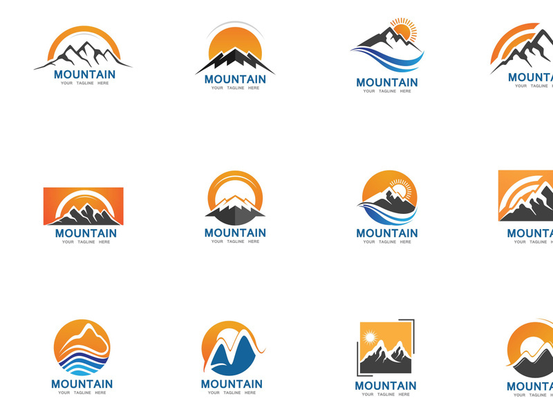 Sun mountain landscape logo