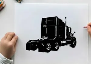 Silhouette of a large truck with a sleeper cabin silhouette