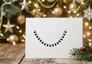 Black silhouette of hanging string lights isolated on a white background
