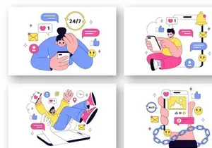 10 Social Media Addiction Illustration